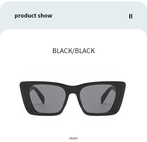 Front view of black oversized square polarized sunglasses with glossy finish frame
