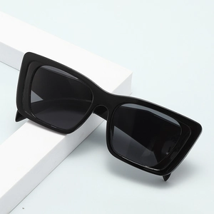 Classic black oversized square polarized sunglasses with a thick frame for men and women