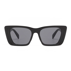 Classic rectangle polarized sunglasses with thick black frames and dark grey lenses