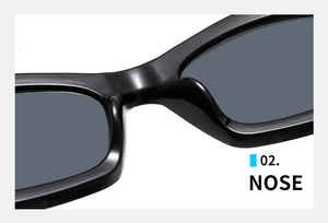 Macro shot of ergonomic integrated thick nose pads on black irregular sunglasses