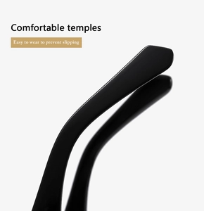 Détail des branches de lunettes noires brillantes avec design ergonomique antidérapant