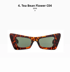 Vue détaillée des lunettes œil de chat écaillé avec verres vert foncé et marquage modèle C04