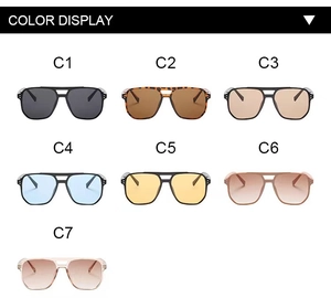 Multiple color display of classic oversized aviator sunglasses with double bridge frames