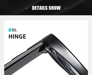Detailed close-up of the durable silver metal hinge and screw on the black frame