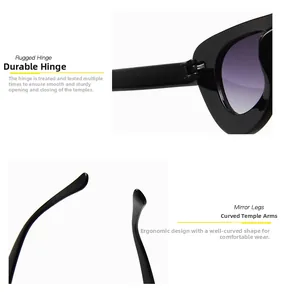 Detail view of rugged hinges and ergonomic curved temples on purple gradient sunglasses