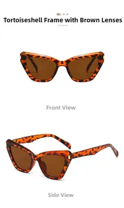Vues de face et de côté de lunettes de soleil œil de chat léopard avec verres marrons