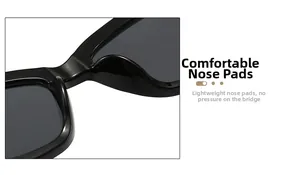 Détail des plaquettes de nez intégrées sur lunettes de soleil œil de chat à monture noire