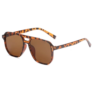 Classic tortoise shell aviator sunglasses with brown UV lenses and double bridge design