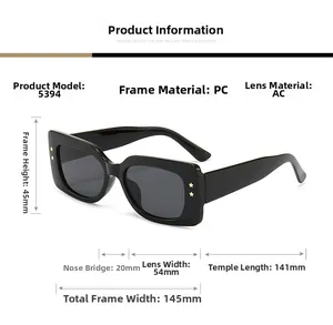 Detailed dimension guide for square sunglasses featuring star accent and size measurements