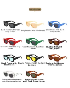 Detailed grid view showcasing diverse color options for square frame fashion sunglasses