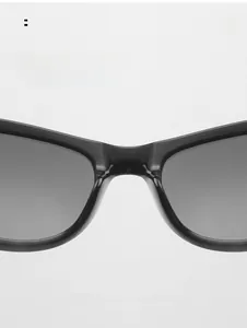 Close-up of comfortable integrated nose pads on black cat-eye sunglasses for women