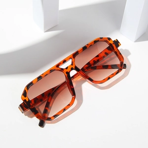 Lunettes De Soleil Carrées Vintage Double Pont Grande Monture Protection UV Retro Fashion Street Style Femmes Tendance