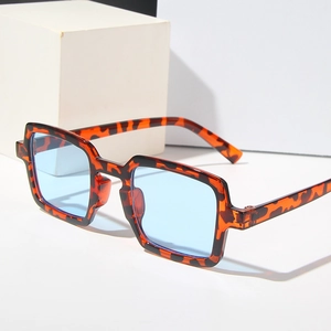 Retro Square Frame Sunglasses Acrylic Lens Resin Frame Leopard Print UV Protection Hip Hop Fashion Eyewear For Men Women