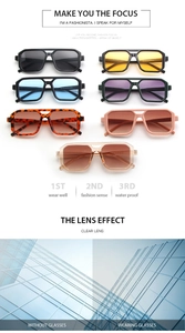Vue détaillée de lunettes de soleil carrées vintage à double pont en divers coloris
