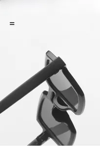 Detail of square sunglasses showing the lightweight and elastic metal inner frame hinge