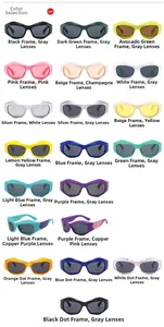 Collection of 19 Y2K style sunglasses with diverse color frames and mirrored lenses