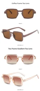 Close-up of leopard square frame sunglasses in coffee and tea gradient lenses