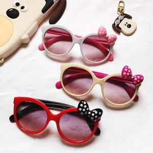 Kids Sunglasses Cute Bowknot Polka Dot Oval Frame PC UV400 Protection Outdoor Travel Fashion Eyewear For Girls Toddlers