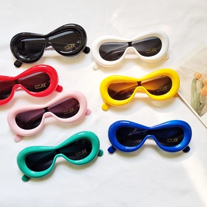 Funny Inflated Bubble Frame Oval Sunglasses UV400 Protective PC Lens Street Style Eyewear For Kids Adults Boys Girls