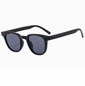 Classic black square resin sunglasses with dark grey lenses shown from a 45-degree angle