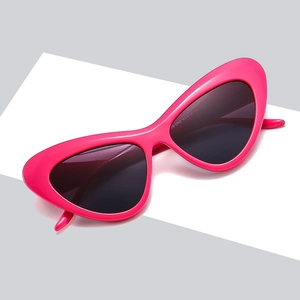 Fashionable bright pink cat eye sunglasses with UV400 protection and dark lenses