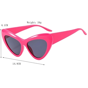 Pink heart-shaped sunglasses for women featuring dark grey lenses and UV400 protection