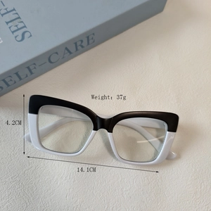 Chic cat-eye anti-blue light glasses with black and white two-tone frame for men and women