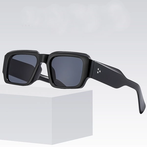 Classic black oversized square sunglasses with silver star rivets on the temple arms