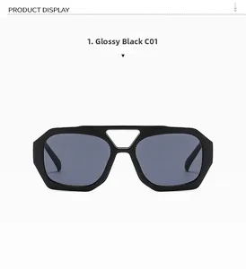 Détail de la charnière robuste et du double pont noir sur des lunettes géométriques
