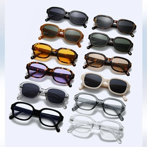 Retro oval sunglasses with multiple frame colors and tinted lenses for men and women