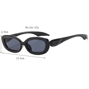 Vintage black oval sunglasses with dark grey lenses and 27g lightweight frame