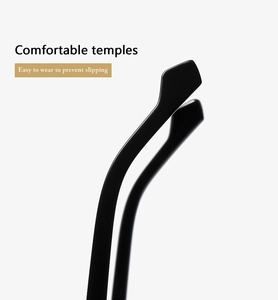 Detail of comfortable black glasses temples with anti-slip geometric design for stability