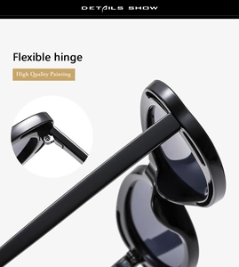 Détail de la charnière flexible et de la peinture haute qualité des lunettes de soleil