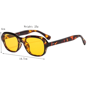 Lunettes de soleil ovales écaille de tortue avec verres jaunes, largeur de monture 14,7 cm