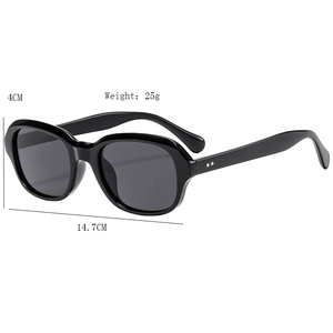 Lunettes de soleil rétro à monture ovale noire pour homme et femme, hauteur 4cm, largeur 14,7cm