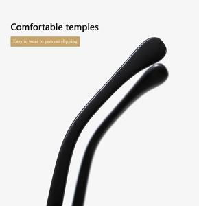 Close-up of ergonomic black glossy temples designed for anti-slip and comfortable wear
