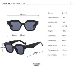 Detailed size chart showing dimensions of the oversized vintage aviator sunglasses