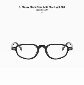 Détail de la monture noire brillante C08 avec verres anti-lumière bleue clairs