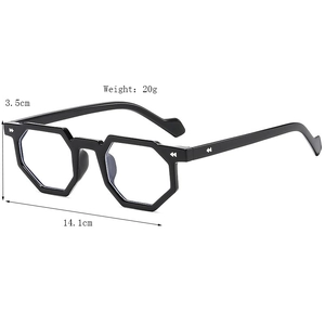 Retro black polygonal irregular glasses frame with anti-blue light lenses for men and women
