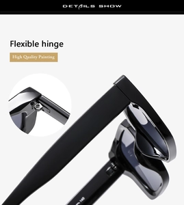 Detailansicht des hochwertigen, flexiblen Metallscharniers einer schwarzen Sonnenbrille