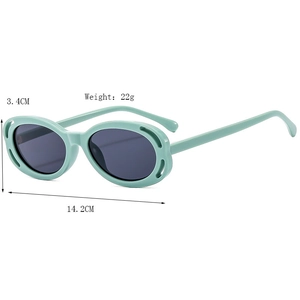 Lunettes de soleil ovales évidées vert menthe avec protection UV et look futuriste
