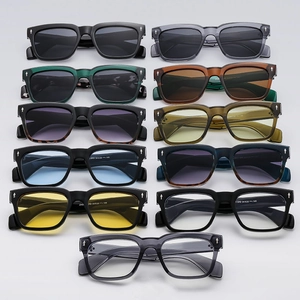 Retro Square Frame Sunglasses UV400 Protection TR90 PC Metal Arrow Rivet Vintage Fashion Unisex High Sense