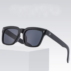 Retro square black thick frame sunglasses with iconic metal arrow and star ornaments
