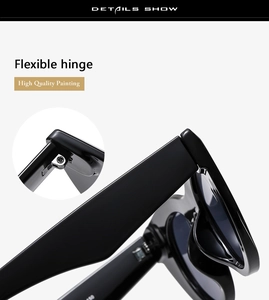 Detail view of high quality flexible hinge and glossy finish on oversized cat eye sunglasses