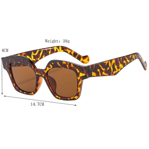 Lunettes de soleil carrées léopard avec verres marron et branches ondulées
