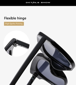 Détail de la charnière métallique flexible et peinture de haute qualité sur lunettes noires