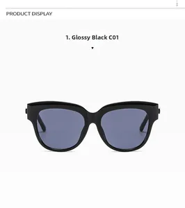 Détail des lunettes de soleil œil de chat monture noire brillante avec le code couleur C01