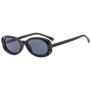 Fashion Oval Sunglasses Women Retro Y2K PC Frame Cut-out Design UV400 Protection Trendy Outdoor Eyewear