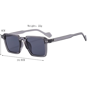 Modern square fashion sunglasses with grey transparent frame and 22g lightweight design