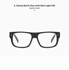 Makro-Detail der glänzend schwarzen quadratischen Sonnenbrille mit silberner Verzierung